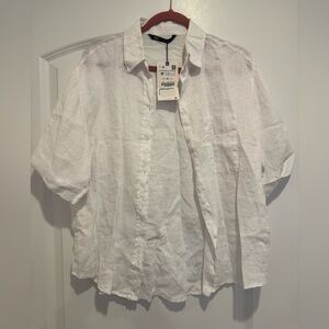 Zara White Casual Button Down Shirt